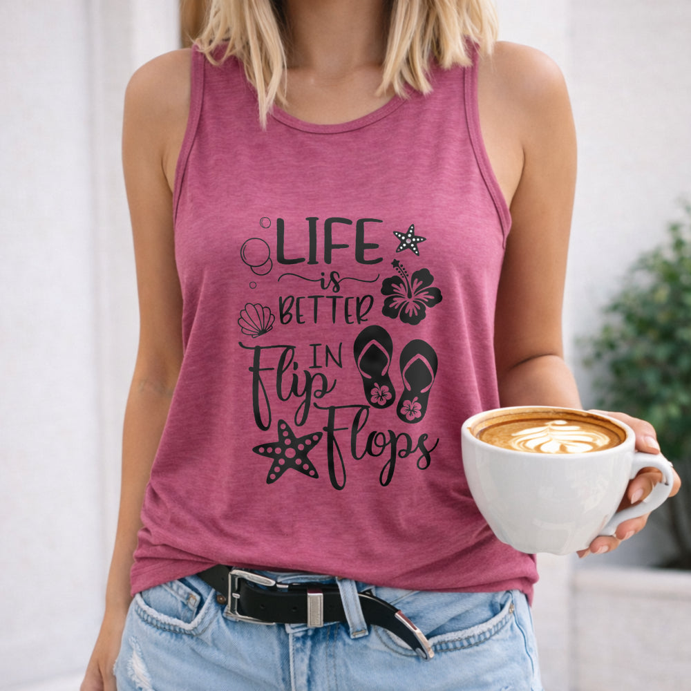 Life Is Better In Flip Flops Shell Starfish Tank Women's Tank Top