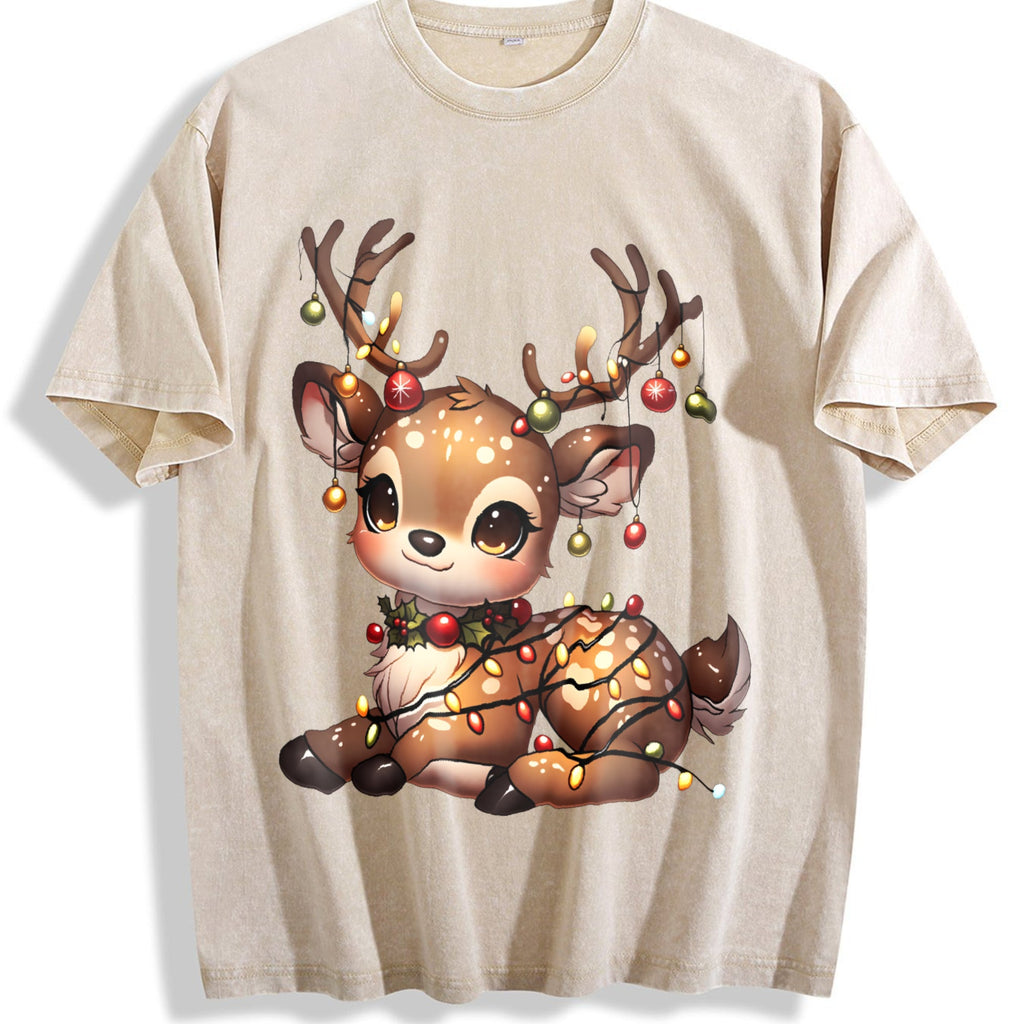 Christmas Reindeer & Deer Vintage Washed T-Shirt product image 1