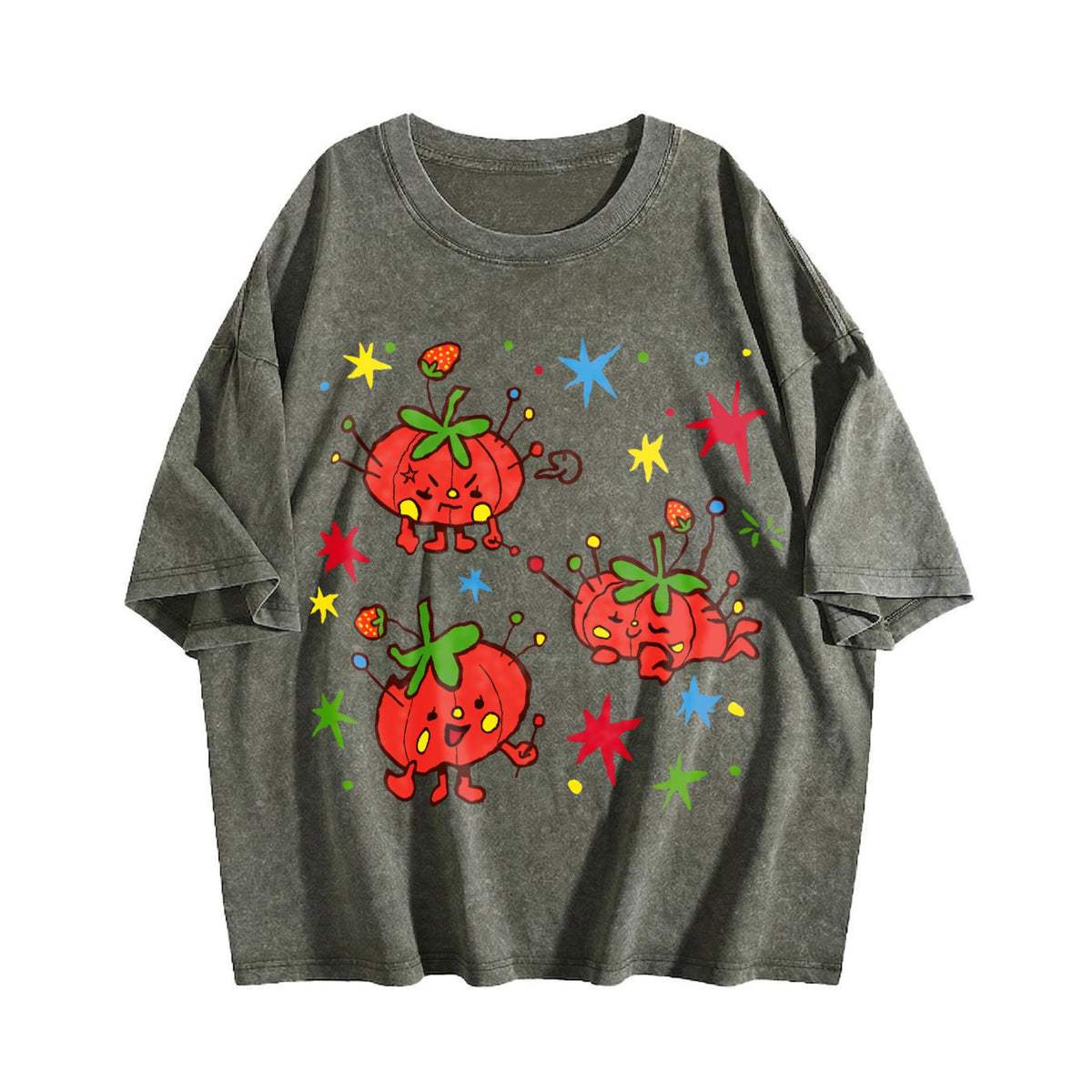 Cute Tomato Party Vintage Washed T-Shirt product image 4