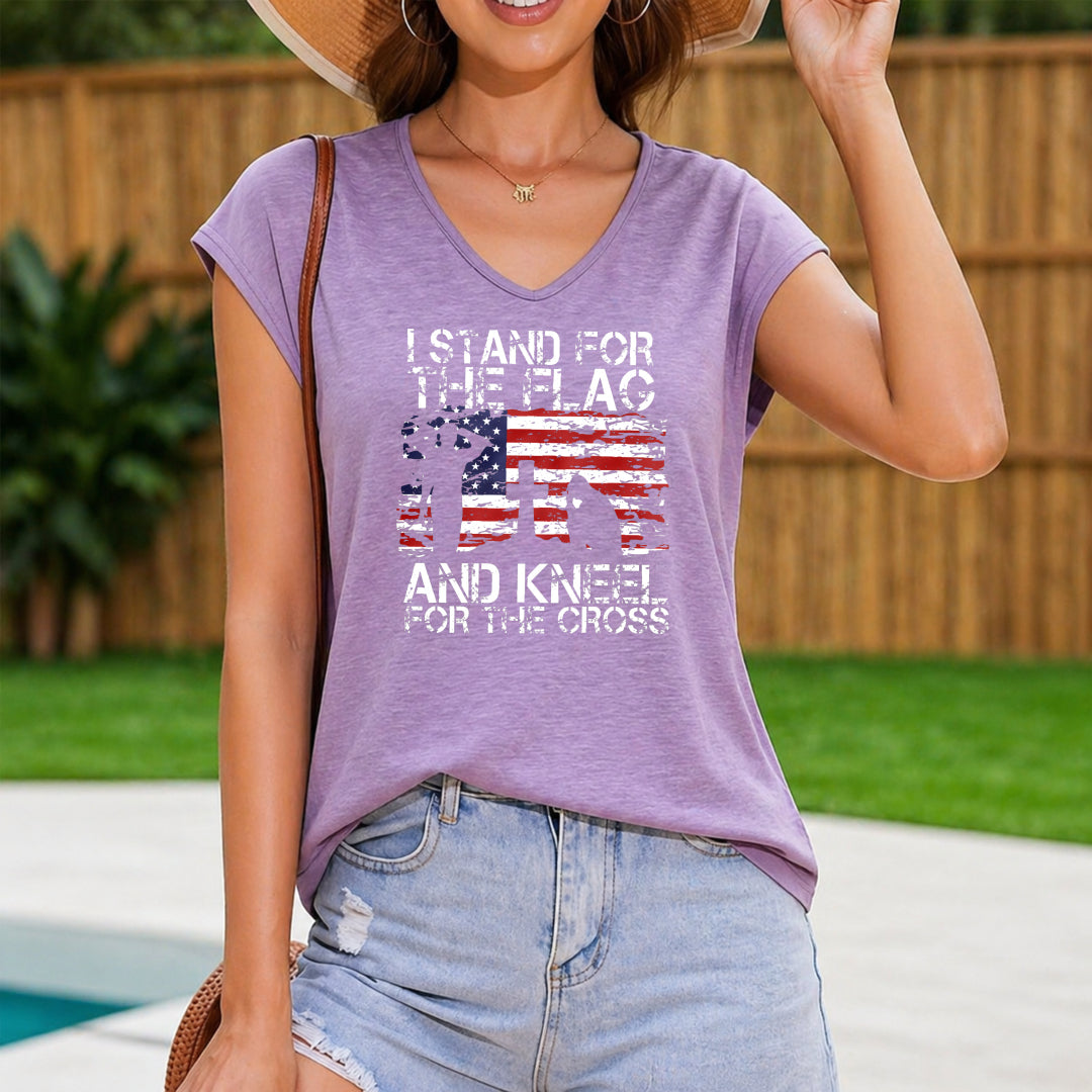 Patriotic American Flag Women's V-Neck Tank Top