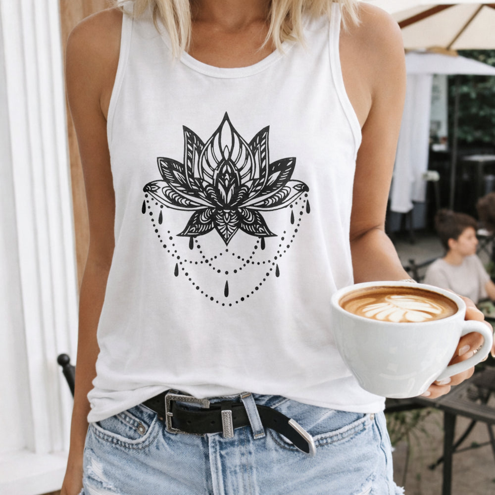 Ornate White Lotus Women's Tank Top
