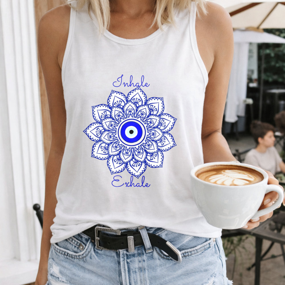 Racer - Cartoon Mandala & Eye Women's Tank Top