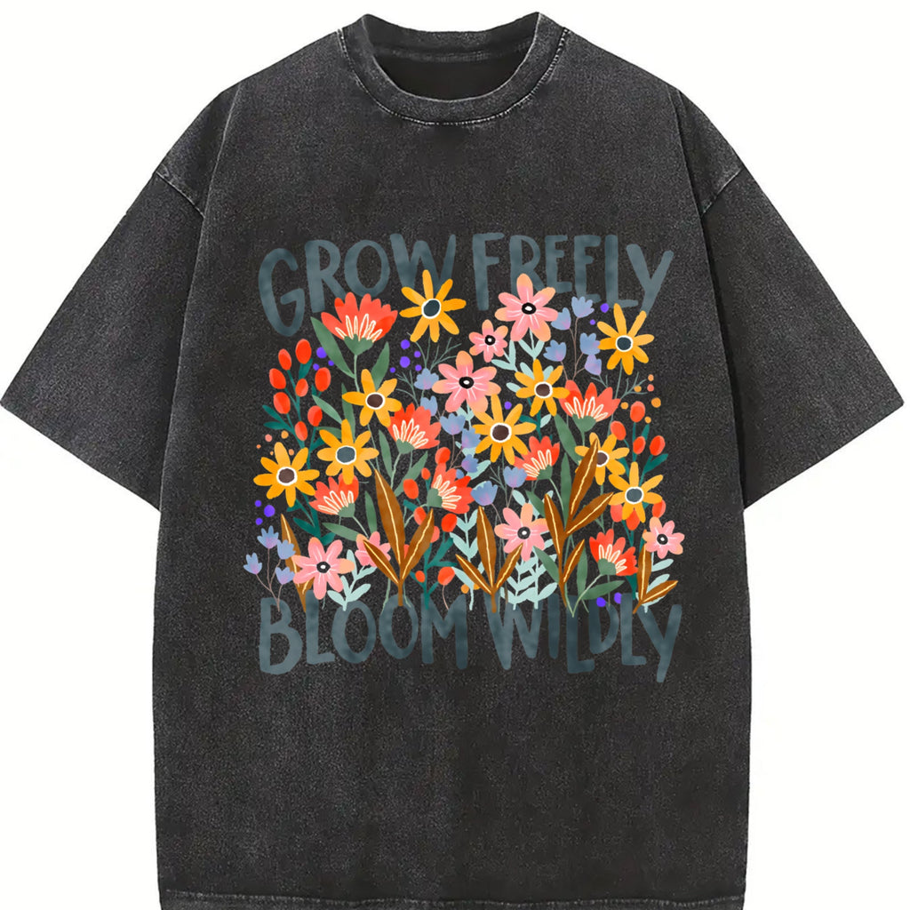 Grow Freely Bloom Wildly Flowers Vintage Washed T-Shirt product image 2