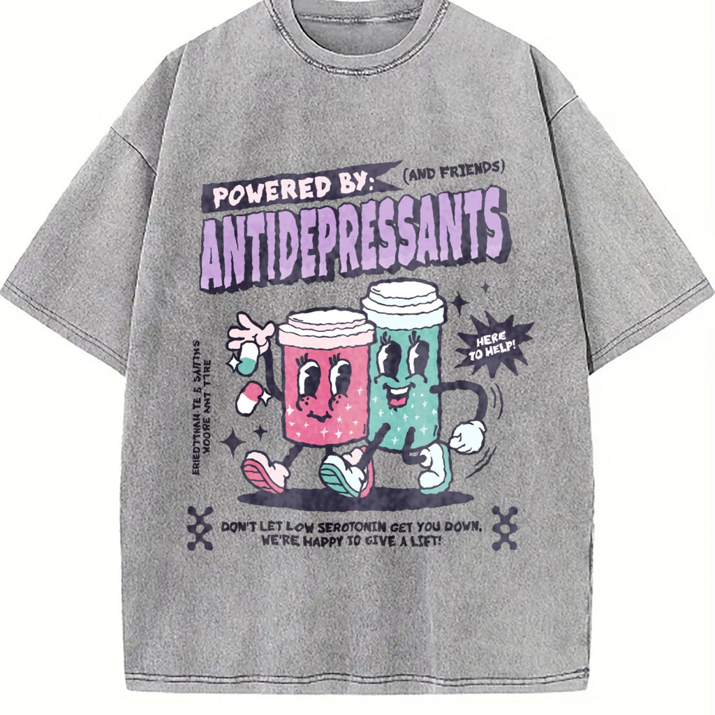 Powered By Antidepressants Vintage Washed T-Shirt product image 4