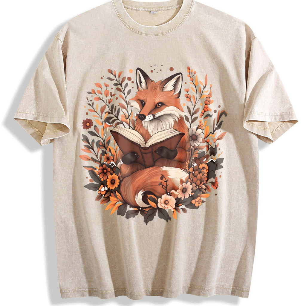Ladies' Bohemian Floral With A An Fox Vintage Washed T-Shirt product image 1