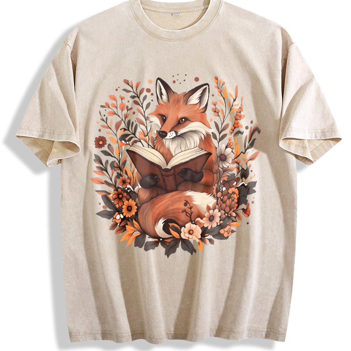Ladies' Bohemian Floral With A An Fox Vintage Washed T-Shirt product image 1