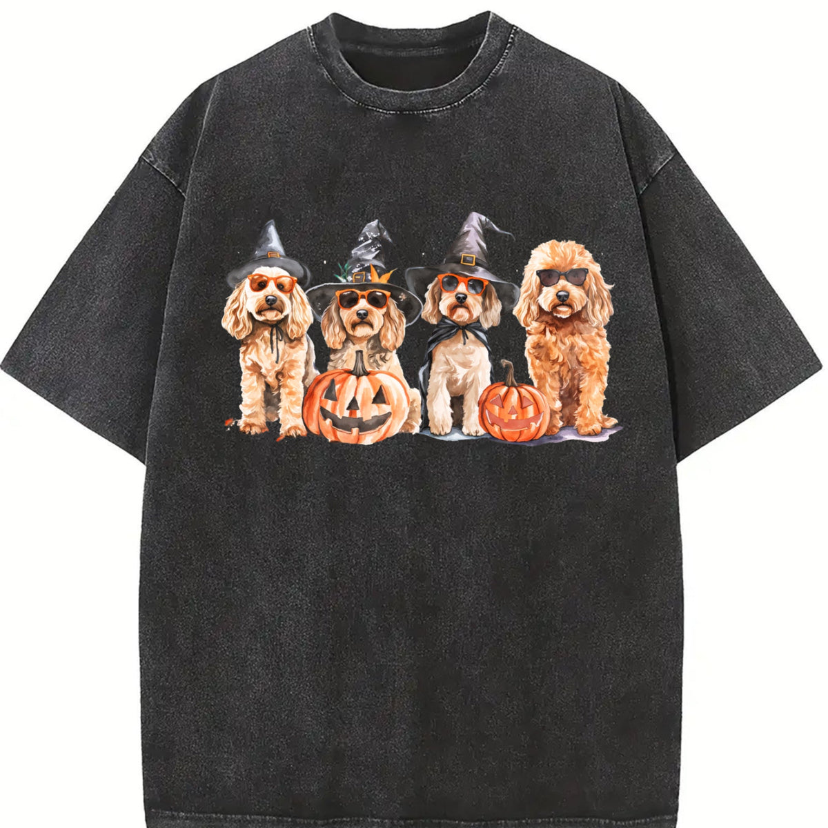 Goldendoodle Halloween Vintage Washed T-Shirt product image 2