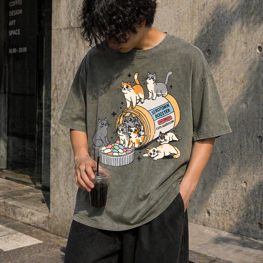 Serotonin Cats Vintage Washed T-Shirt product image 4