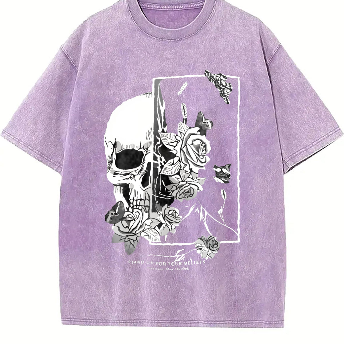 Gothic Skull & Rose - Dark Art Vintage Washed T-Shirt product image 6