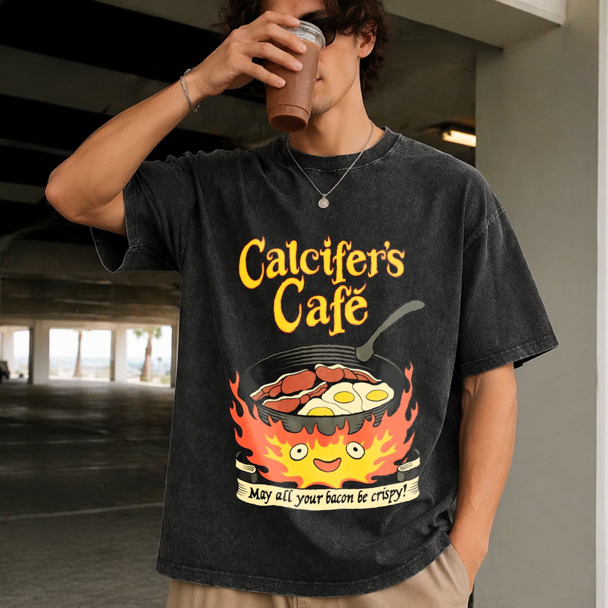 Calcifer's Cafe Howl's Moving Castle Vintage Washed T-Shirt product image 2