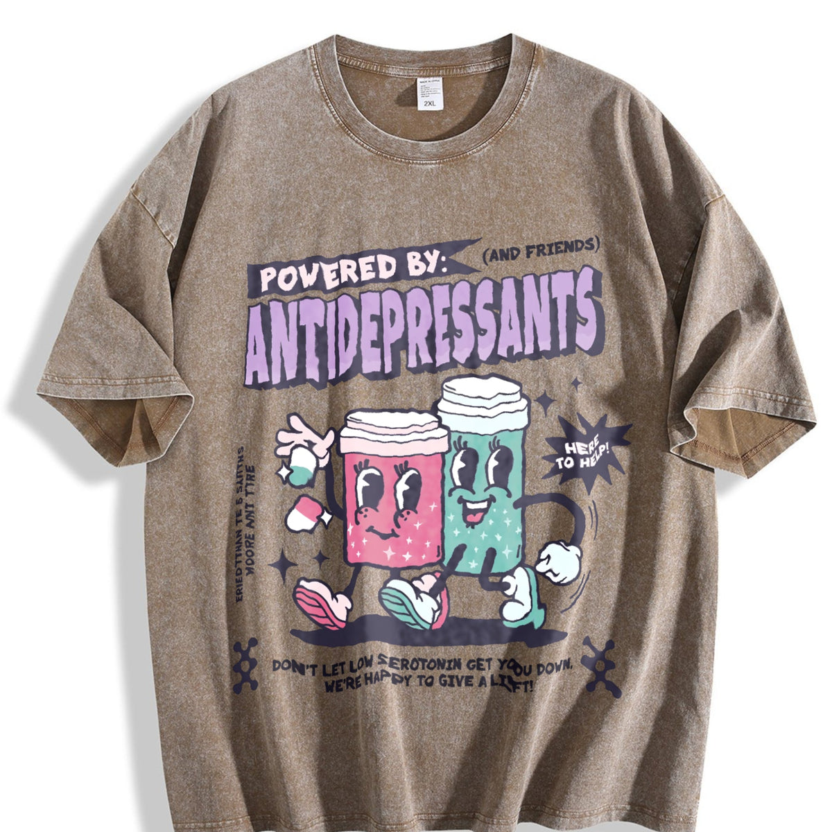 Powered By Antidepressants Vintage Washed T-Shirt product image 3