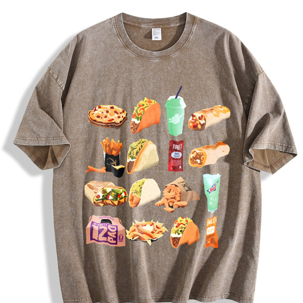 Mexican Food Tacos Vintage Washed T-Shirt product image 3