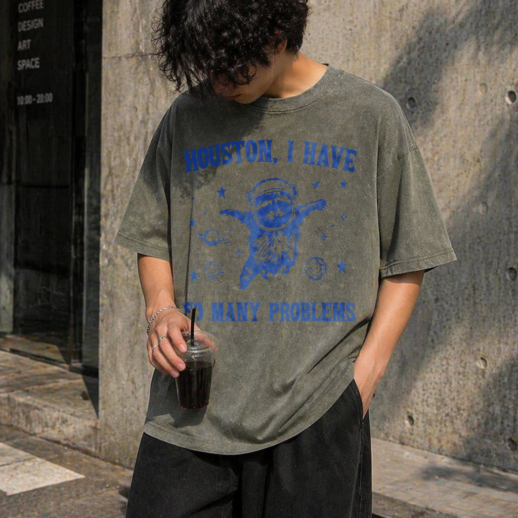Houston I Have So Many Problems Vintage Washed T-Shirt product image 4