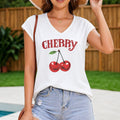 Sexy Cherry Crop - Summer Women's V-Neck Tank Top
