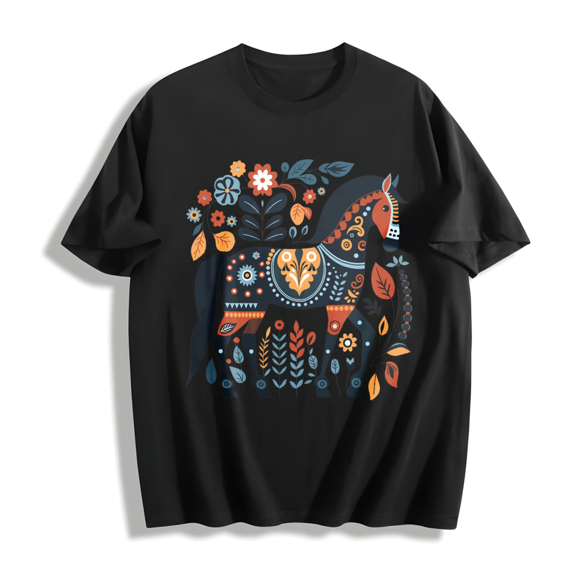 Bohemian Horse & Floral - Summer Cotton T-Shirt product image 1