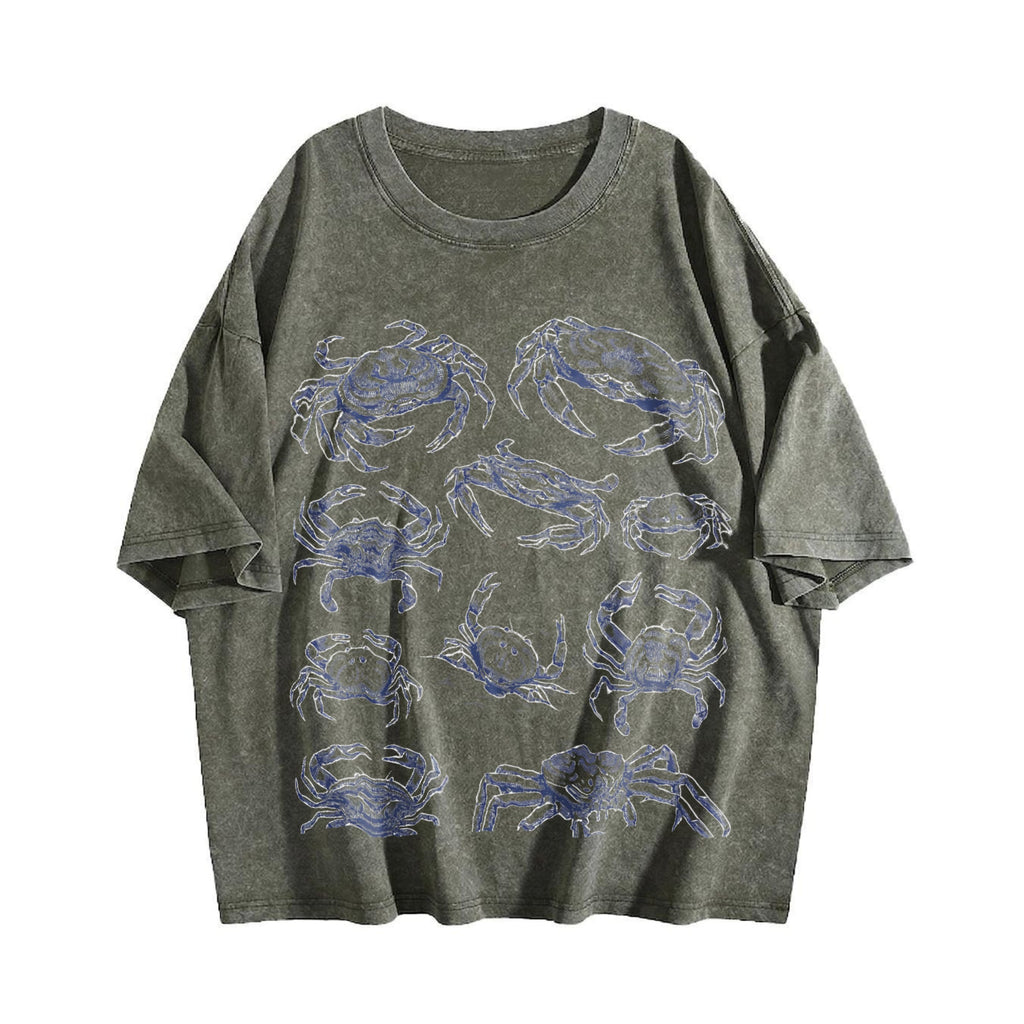 Crab 90s Tattoo Vintage Washed T-Shirt product image 4