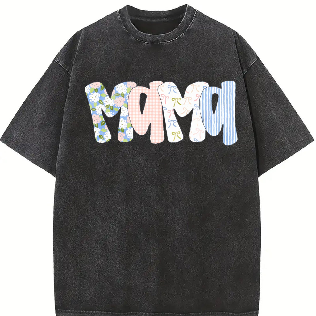 Floral Preppy Mama Mom Vintage Washed T-Shirt product image 2