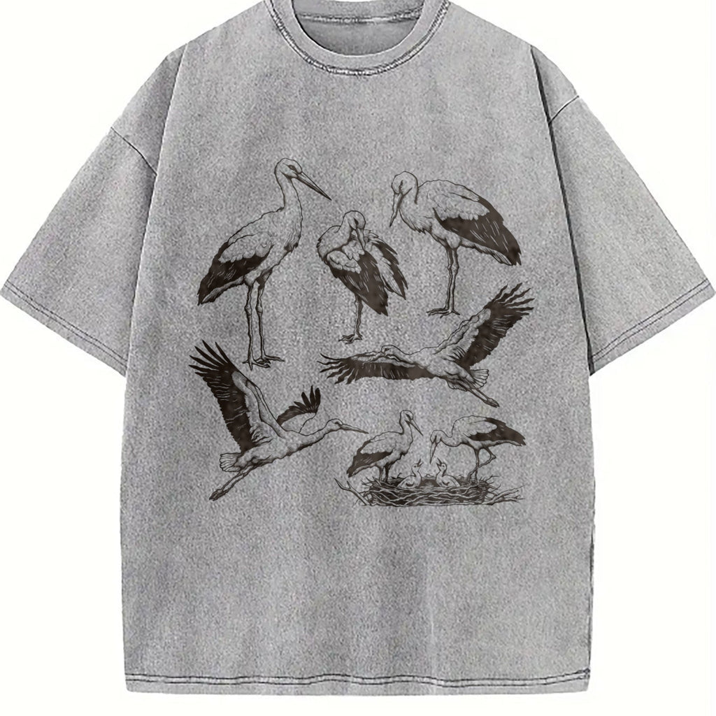 Stork Bird 90s Tattoo Vintage Washed T-Shirt product image 5