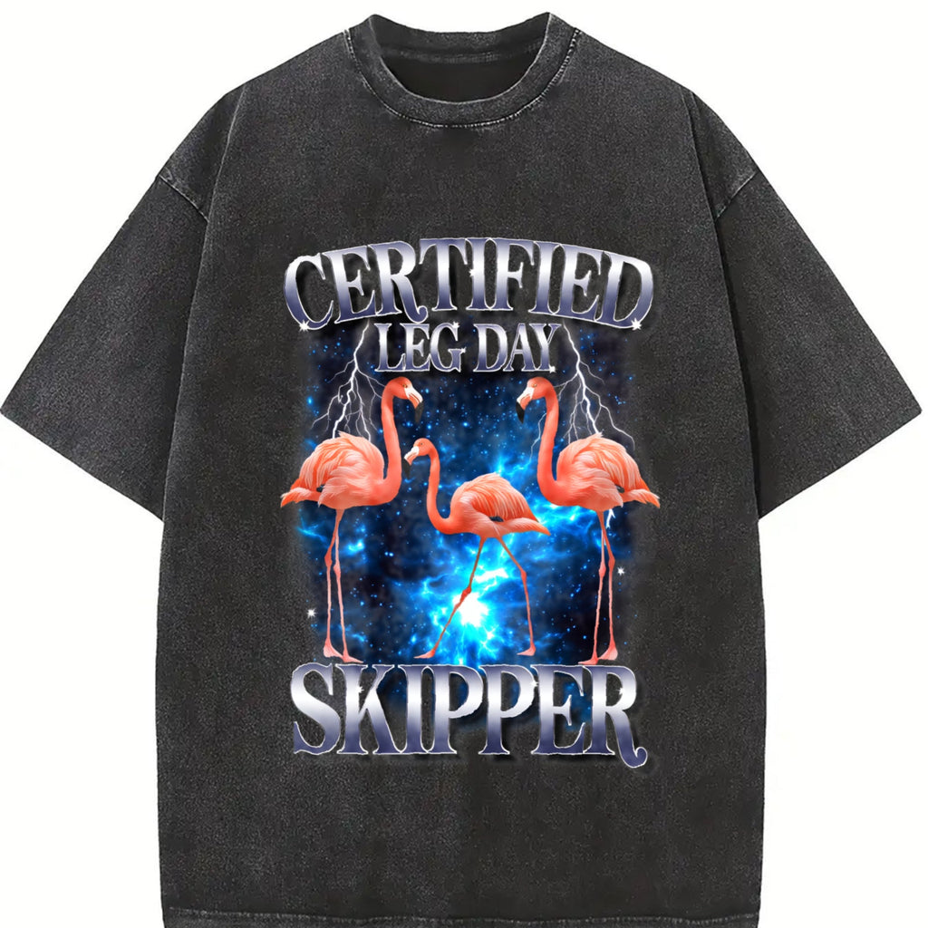Certified Leg Day Skipper Funny 90s Vintage Washed T-Shirt product image 2