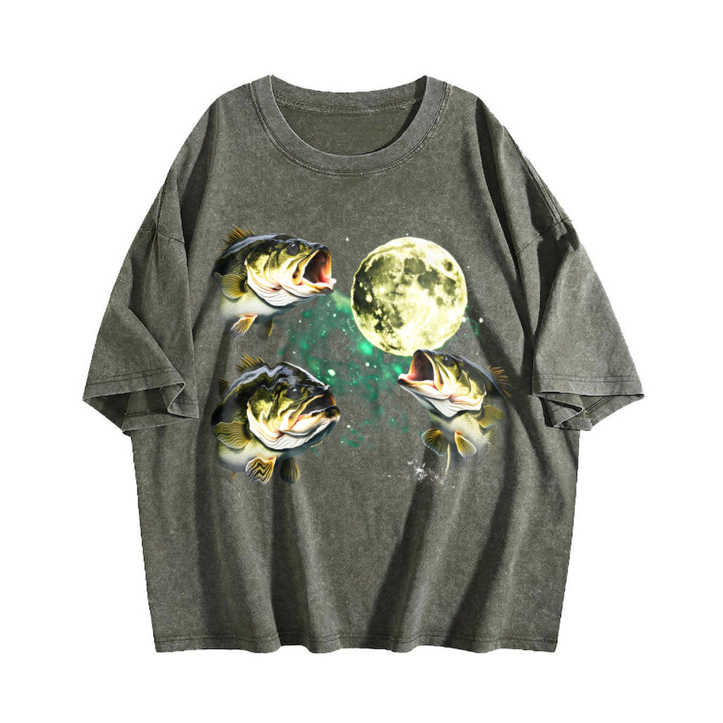 Bass Fishing Moon Vintage Washed T-Shirt product image 4