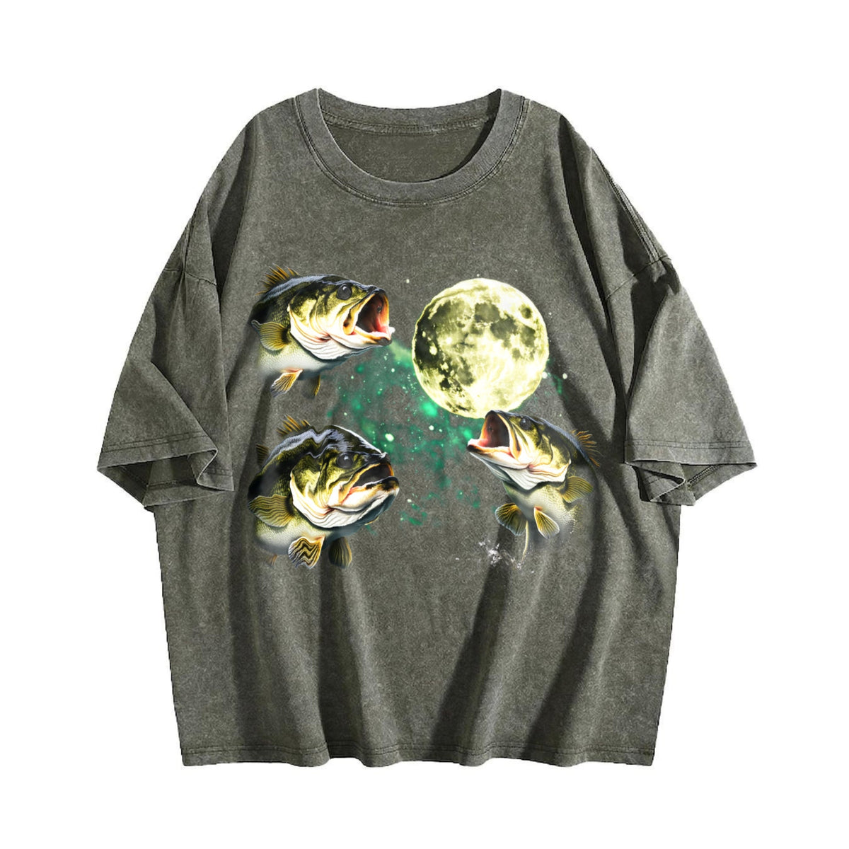 Bass Fishing Moon Vintage Washed T-Shirt product image 4