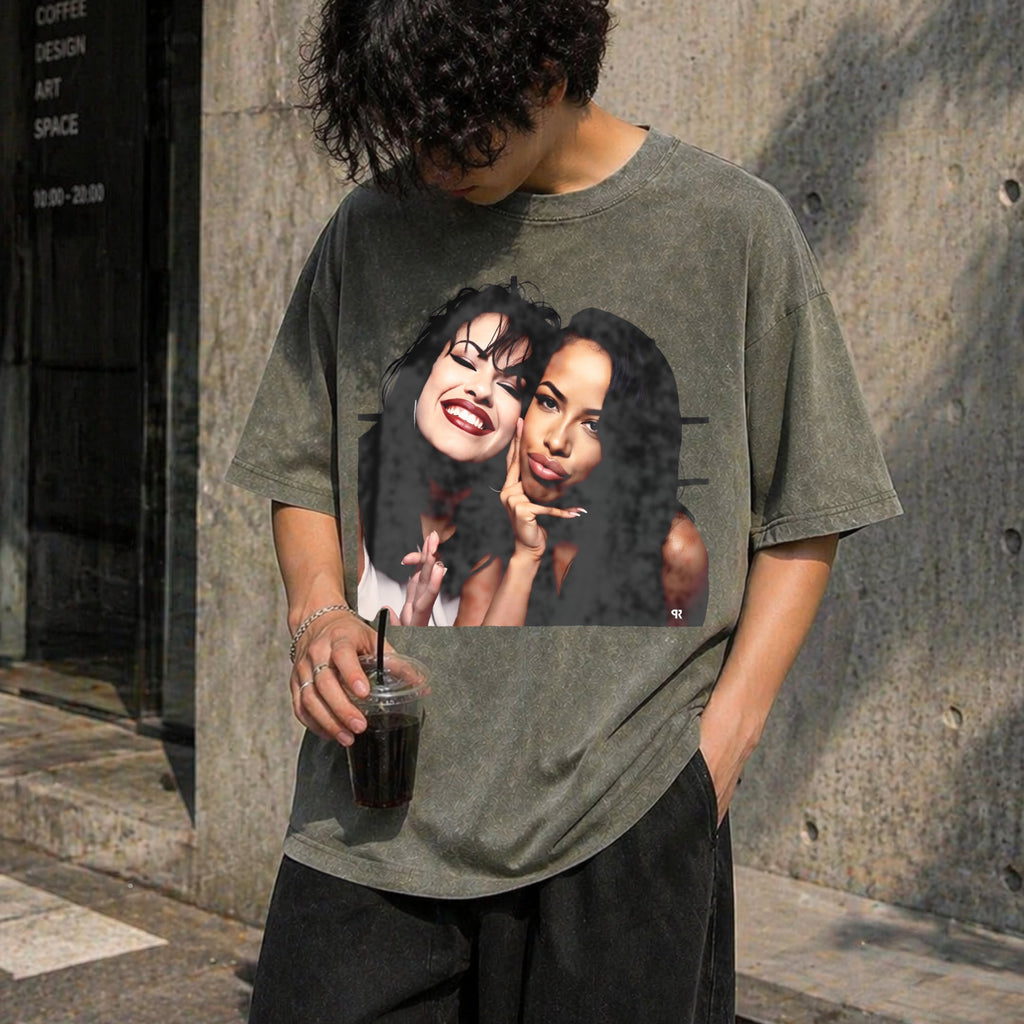 Selena And Aaliyah Vintage Washed T-Shirt product image 4