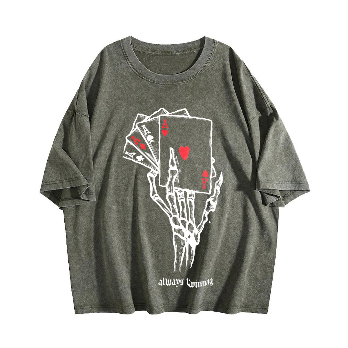 Dark Punk Of A Skeleton Hand Playing Poker Vintage Washed product image 4