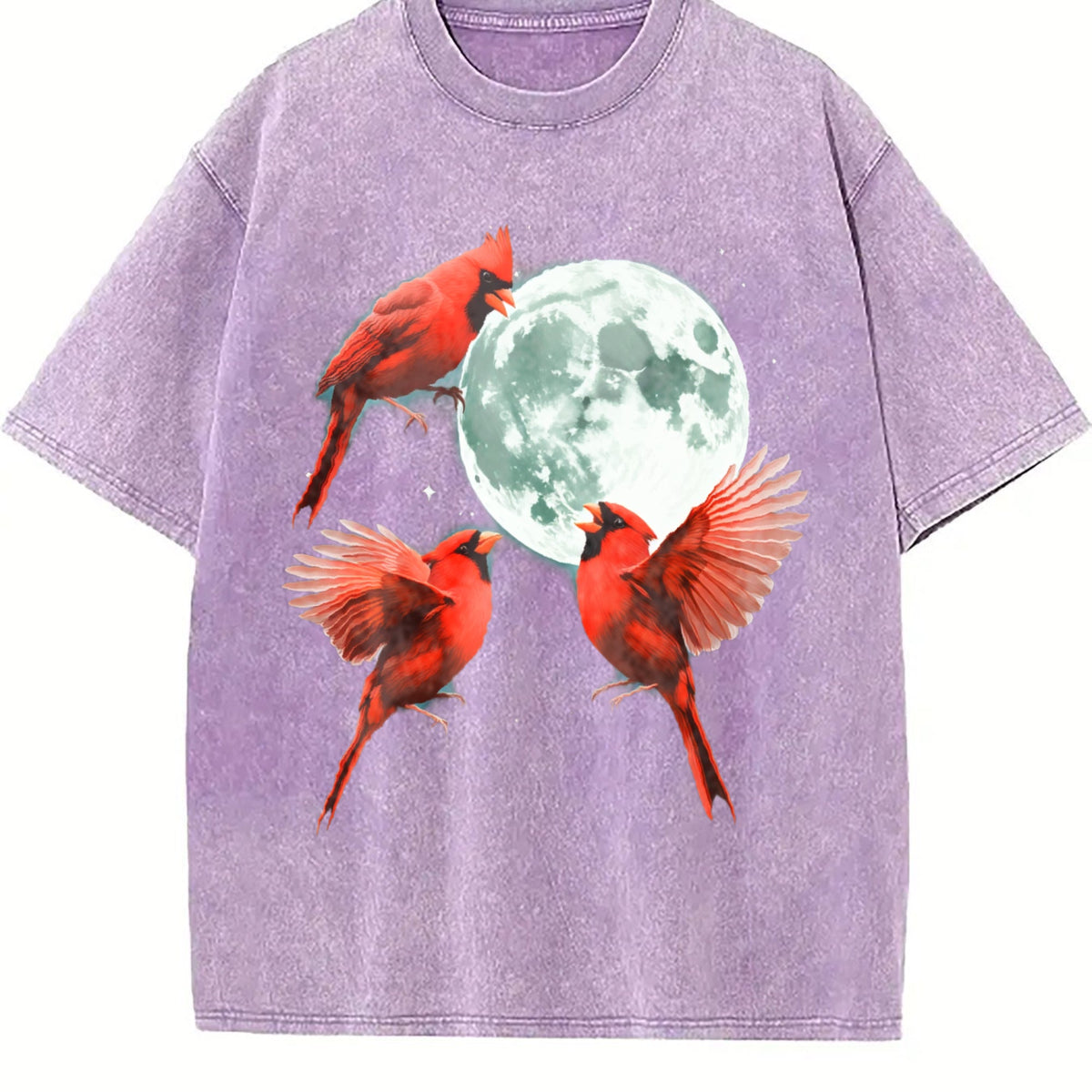 Red Cardinal Howling At Moon 90s Vintage Washed T-Shirt product image 6