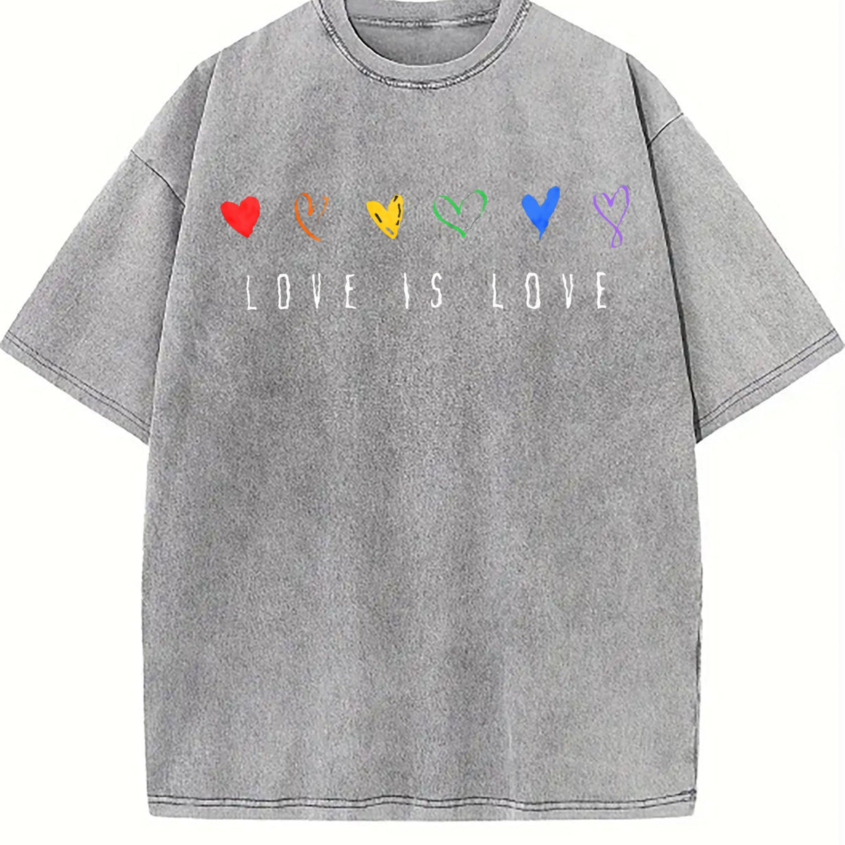 Love Is Rainbow Hearts Vintage Washed T-Shirt product image 4