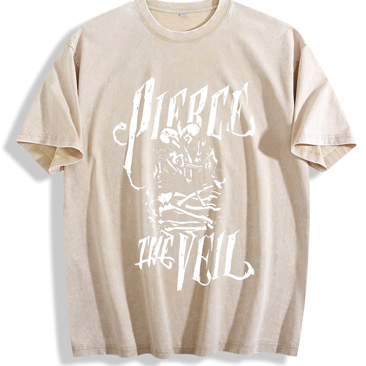 White Gothic Portrait Art Vintage Washed T-Shirt product image 1