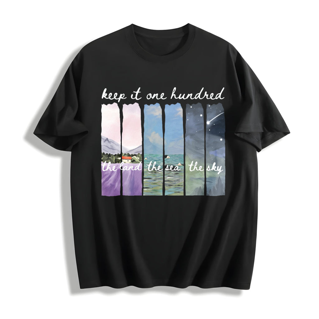 Keep It 100 Land Sea Sky Cotton T-Shirt product image 1