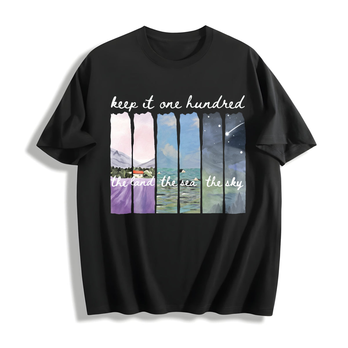 Keep It 100 Land Sea Sky Cotton T-Shirt product image 1