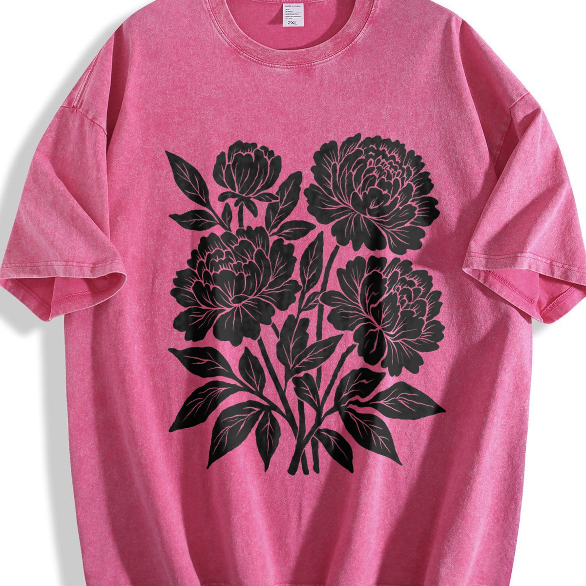 Linocut Flower Vintage Washed T-Shirt product image 7
