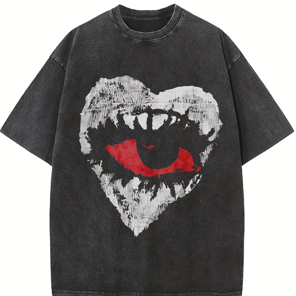 Mysterious Heart-shaped Eye Vintage Washed T-Shirt product image 2