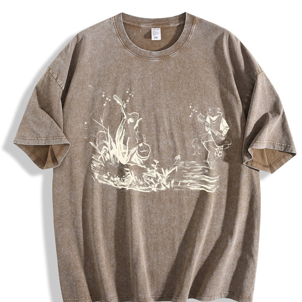 Frog Musicians 90s Vintage Washed T-Shirt product image 3