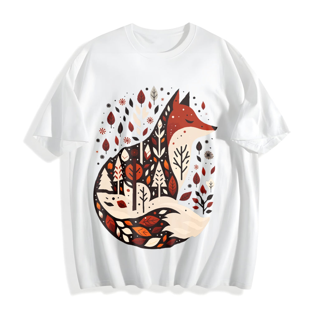 Folk Art Bohemian Fox And Tree Summer Cotton T-Shirt product image 2