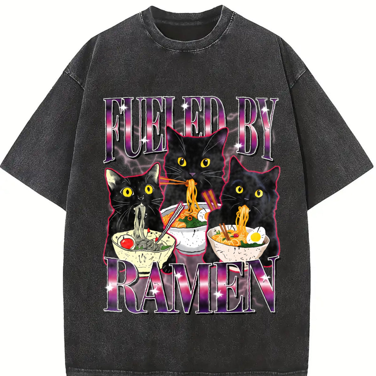 Fueled By Ramen Noodle Cat Vintage Washed T-Shirt product image 2