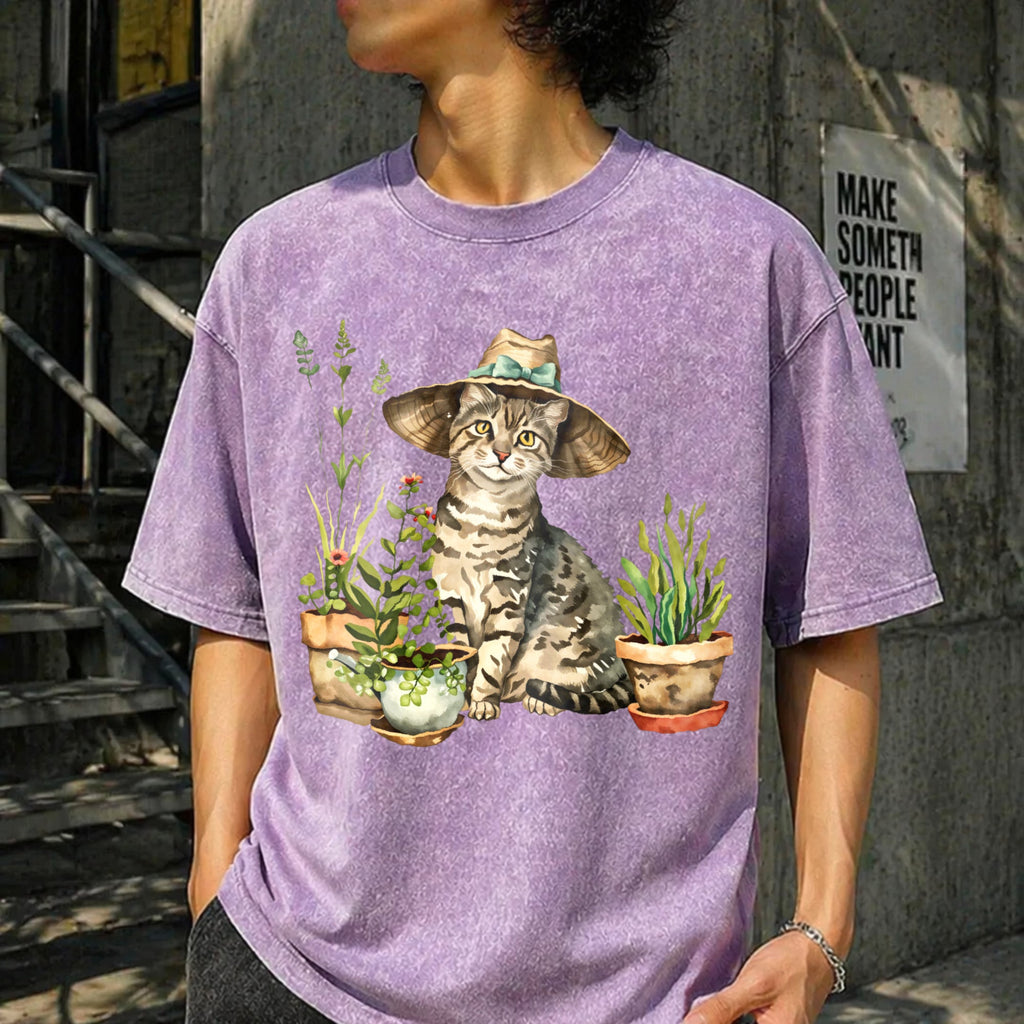 Cat And Plant Vintage Washed T-Shirt product image 6