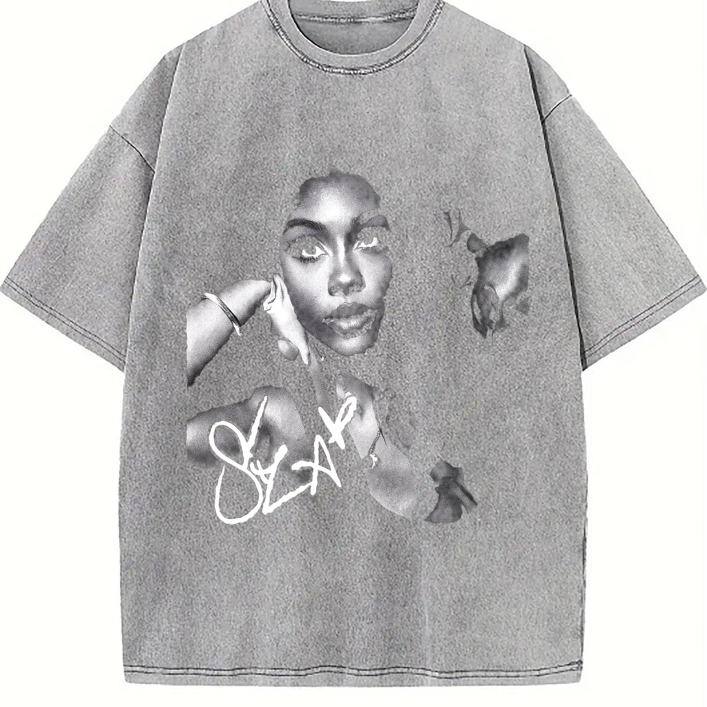 Monochrome Portrait Collage Vintage Washed T-Shirt product image 5