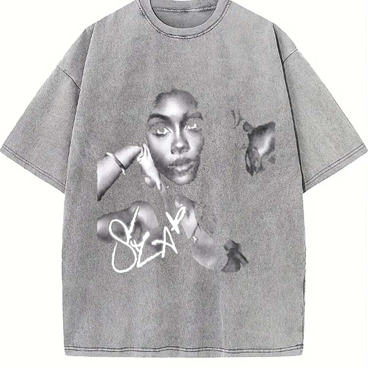 Monochrome Portrait Collage Vintage Washed T-Shirt product image 5