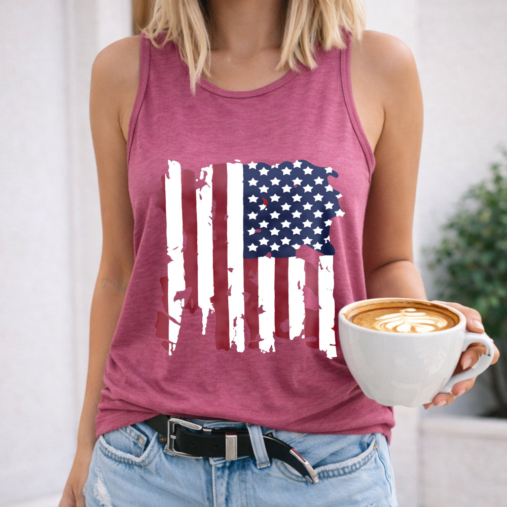 Independence Day Of The United States & Aged National Flag Women's Tank Top