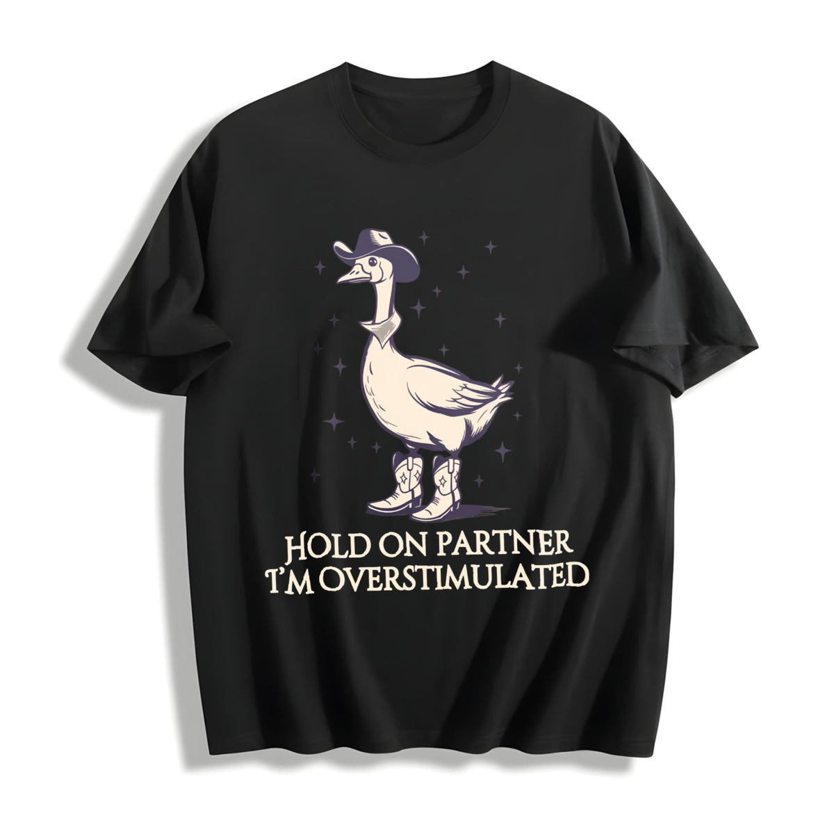 Hold On Partner Im Overstimulated Cotton T-Shirt product image 1