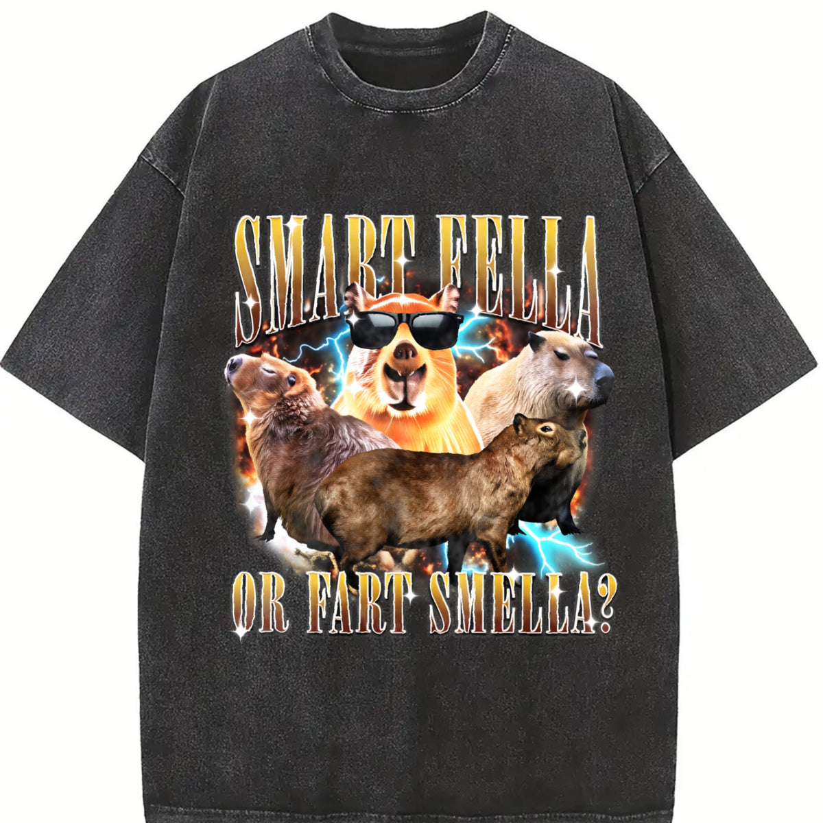 Smart Fella Or Fart Smella 90s Vintage Washed T-Shirt product image 2