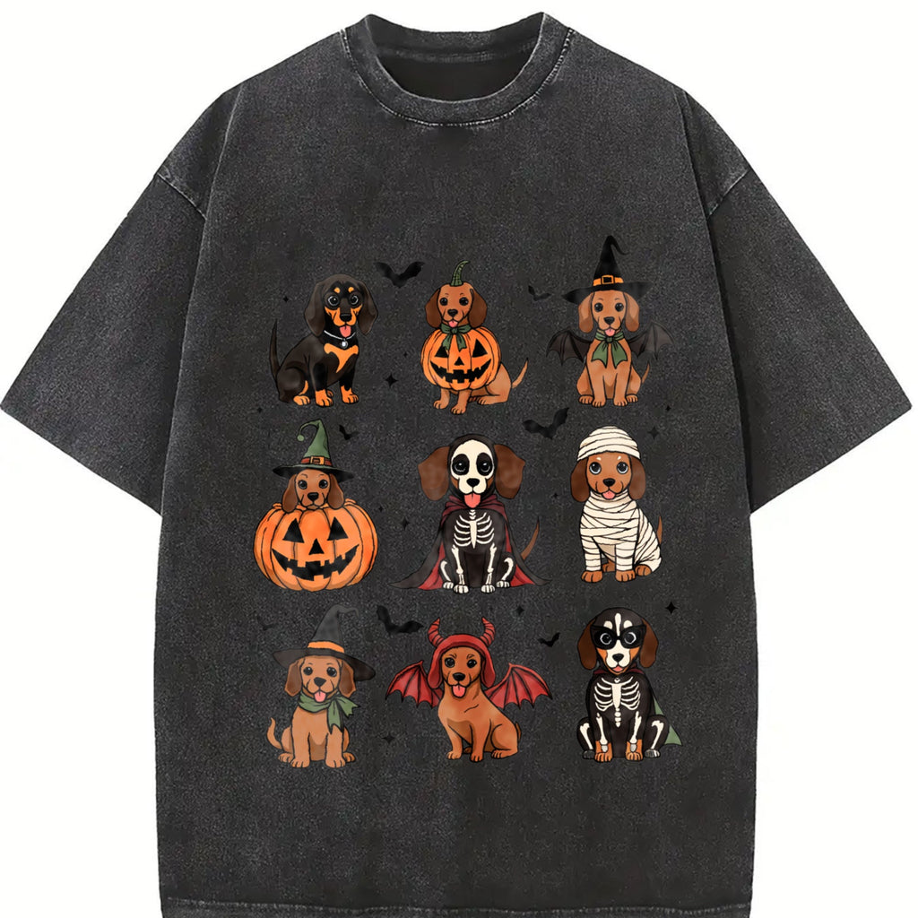 Halloween Dachshund Vintage Washed T-Shirt product image 2