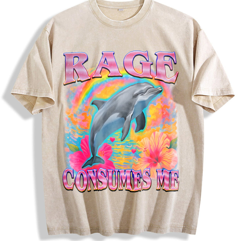 Rage Consumes Me Dolphin Vintage Washed T-Shirt product image 1