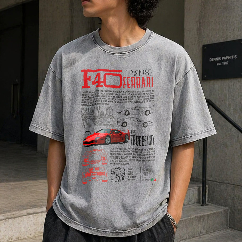 F40 Supercar Racing Vintage Washed T-Shirt product image 5