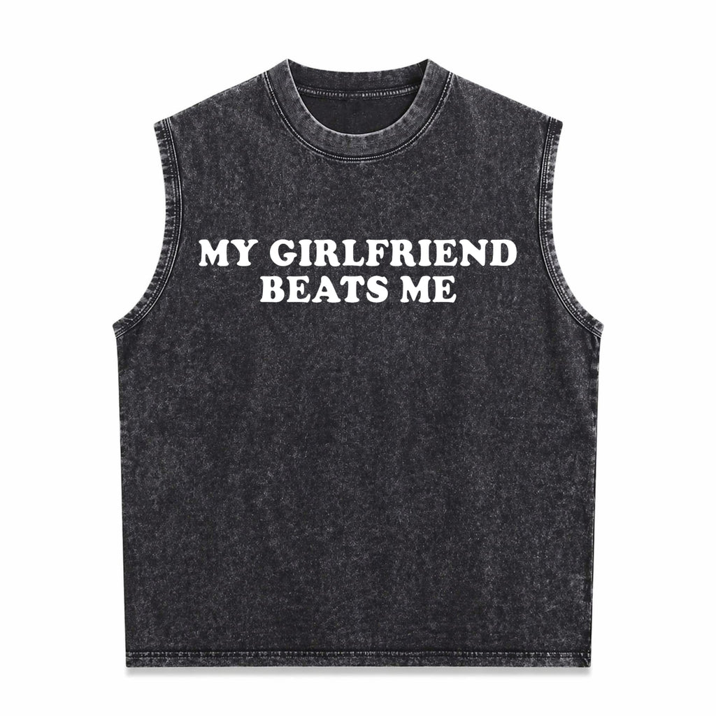 Humorous Relationship T - My Beats Me For Trending Men's Washed Tank Top