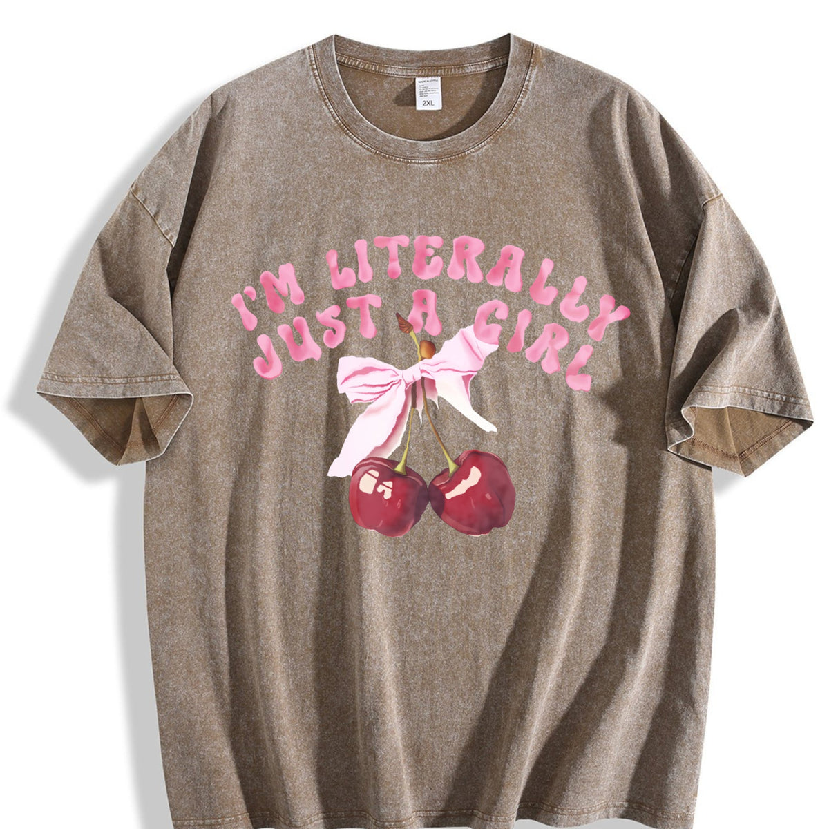 Fun Red Cherry I'm Literally Just A Girl Vintage Washed product image 3