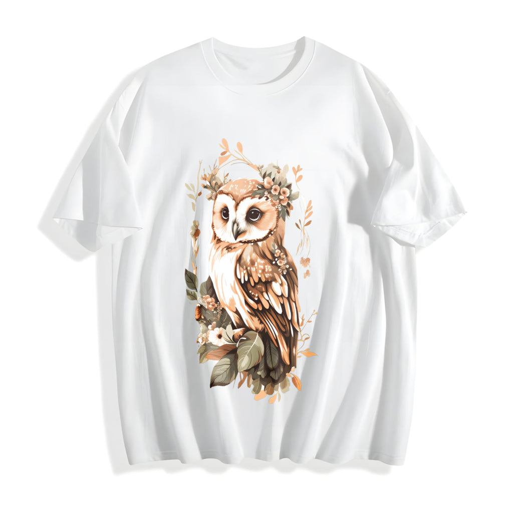 Green Leaf Owl Cotton T-Shirt product image 2