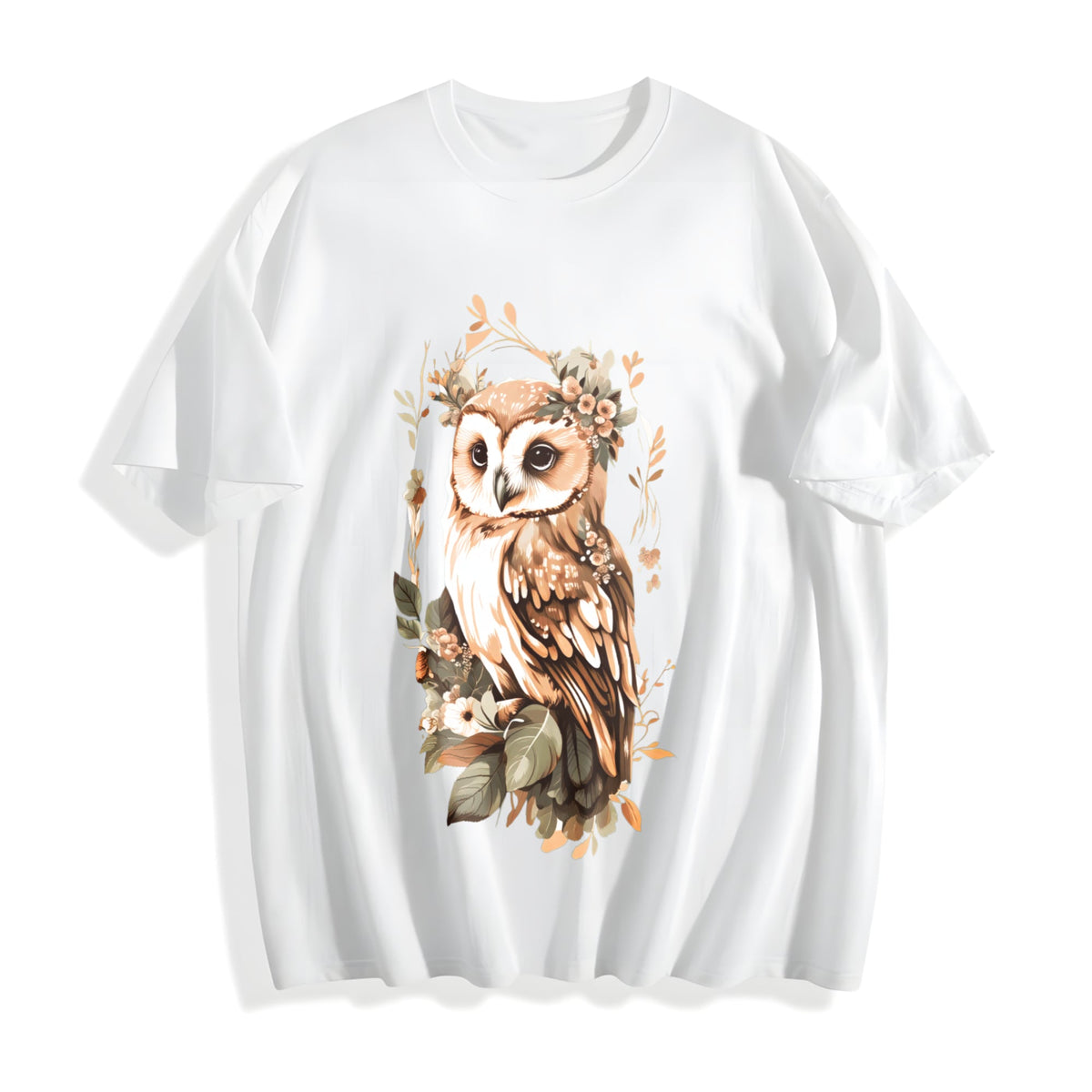 Green Leaf Owl Cotton T-Shirt product image 2